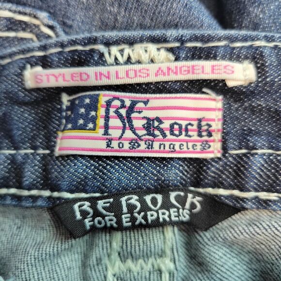 ReRock For Express Womens Jeans Size 2S Barely Boot Cut Embroidered 28x30 - Picture 6 of 10